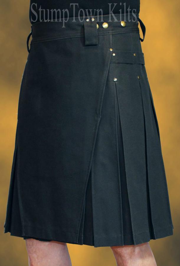 Men's Black Cotton Canvas Duck Kilts
