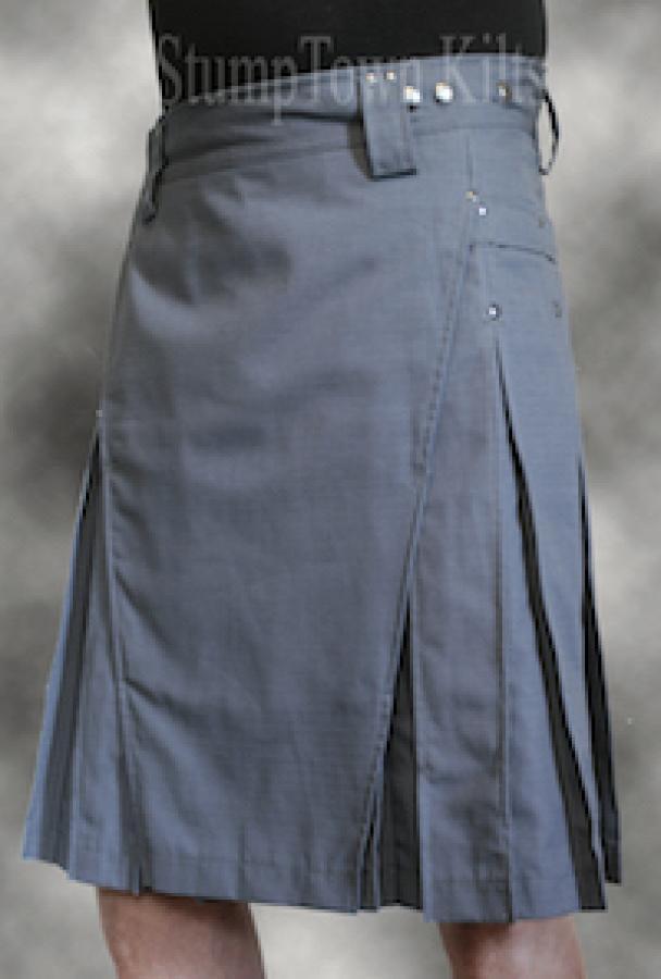 Stone Grey Cotton Ripstop Kilt