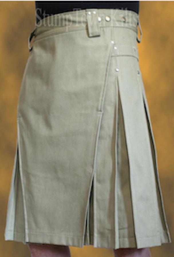 Organic Cotton Canvas Duck Khaki Kilt