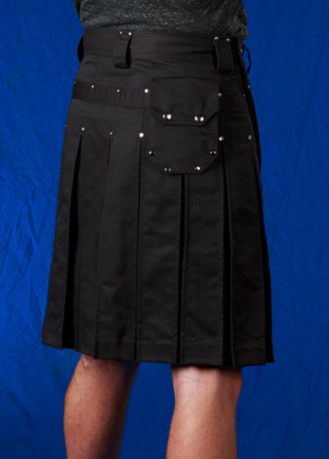Men's Black Kilts Back With Pocket