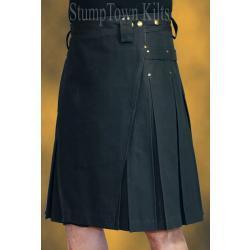 Men's Black Cotton Canvas Duck Kilts
