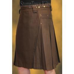 Brown Cotton Canvas Duck Men's Kilt